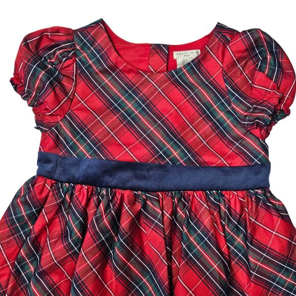 Max Studio Kids Holiday Red and Blue Plaid Dress with Bow Size 7 - Picture 2 of 8
